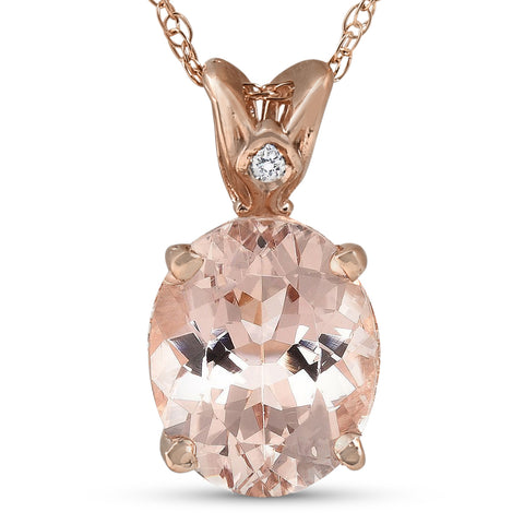 2ct   Morganite & Diamond Pendant 14K Rose Gold