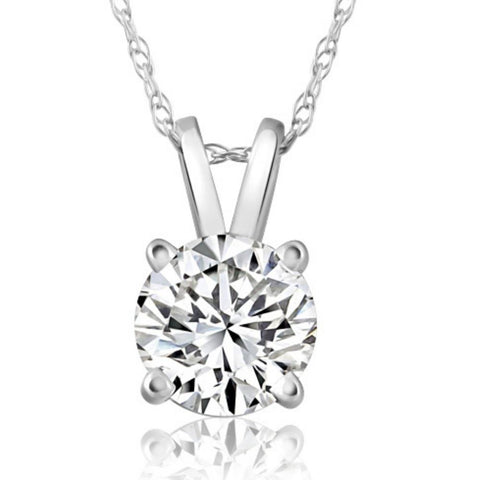 F/VS1 1.01 Ct GIA Certified Natural Diamond Pendant 14k White Gold Necklace