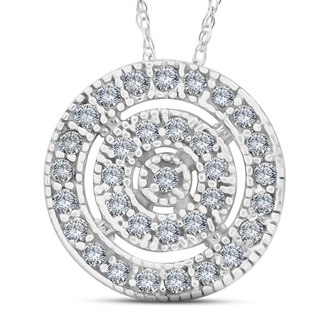 White Gold 3/8ct Filigree Pave Circle Antique Pendant