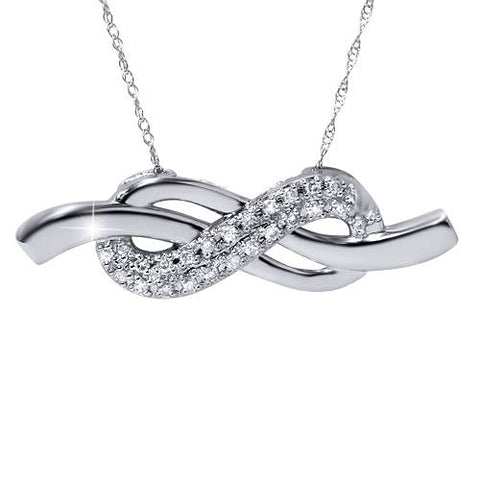 1/3ct Diamond Infinity Knot Pendant 14K White Gold