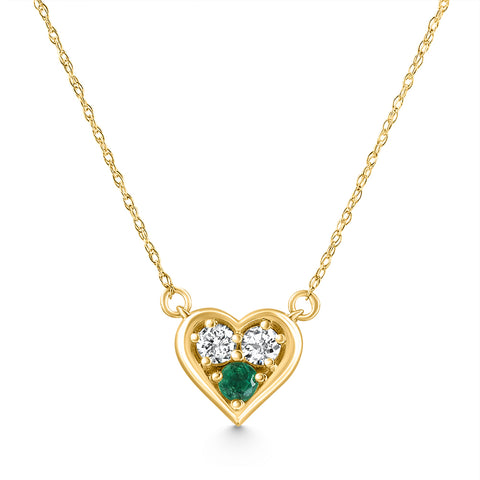 1/2Ct Heart Shape Emerald & Diamond Pendant 10k Gold Women's Necklace lab Grown