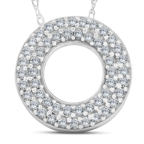 1/4ct Circle Of Life Puff Diamond Eternity Pave Pendant 14k White Gold