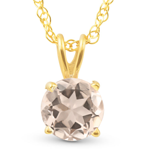 3/4ct Morganite Solitaire Pendant 14K Yellow Gold