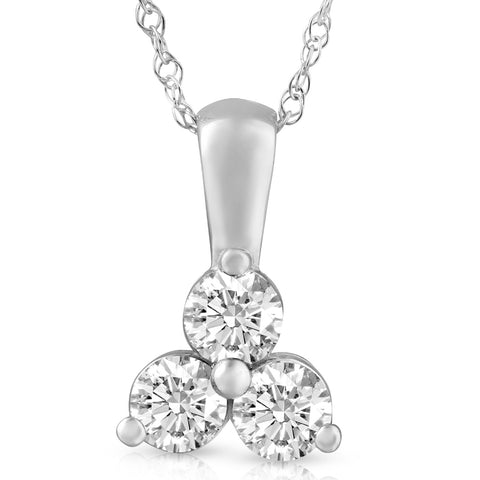 2 Ct TW Diamond 3-Stone Pendant in 14k White Gold Necklace