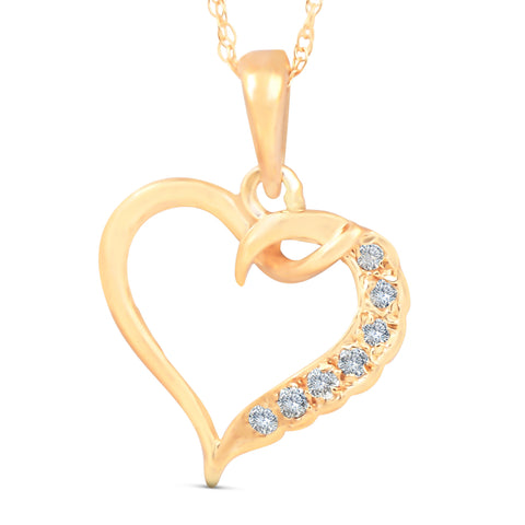 1/5ct Diamond Heart Pendant 14K Yellow Gold