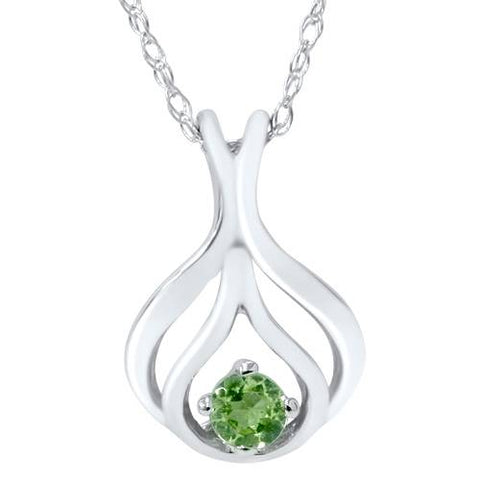 Solitaire Peridot Pendant 10K White Gold