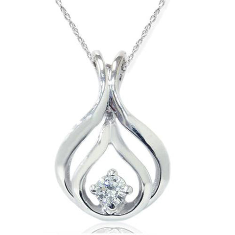 1/10ct Solitaire Diamond Pendant 14K White Gold