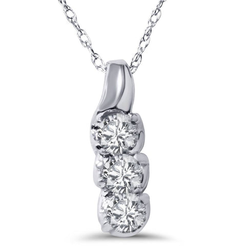 1/3ct Diamond Pendant 10k White Gold 3/4" Tall