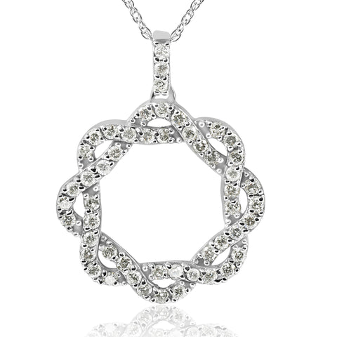 1ct   Diamond Infinity Intertwined Circle Pendant 14K White Gold (I-J,I2-I3)