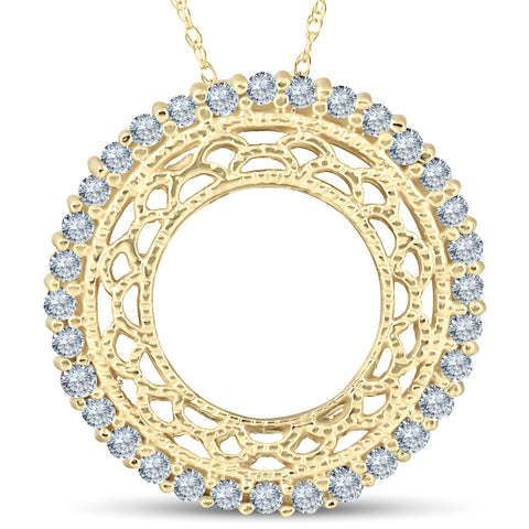 1/2ct   Diamond Circle Pendant 14K Yellow Gold