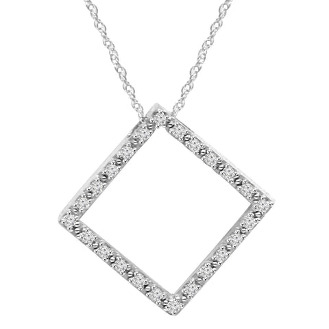 1/4Ct Diamond Pendant 10K White Gold 7/8" Tall