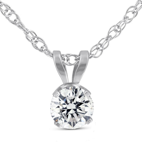 FSI 3/8ct Solitaire Round Cut 100% Diamond Pendant 14K White Gold Lab Grown