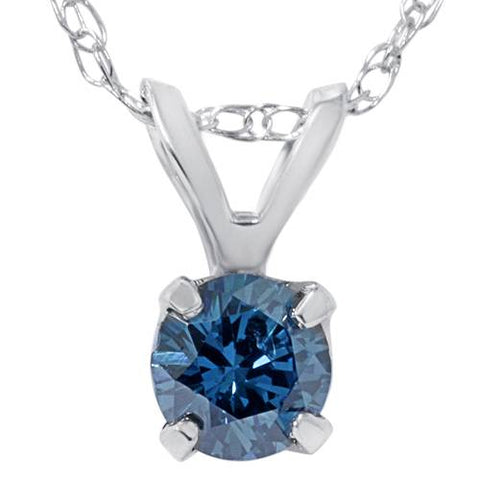 1/2ct Treated Blue Diamond Solitaire Pendant 14K White Gold