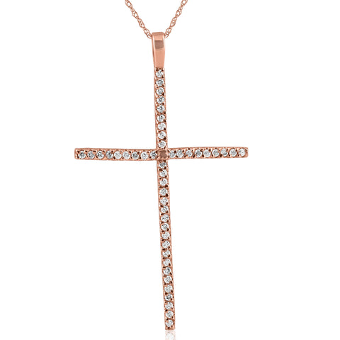 3/4ct Diamond Cross 14K Rose Gold