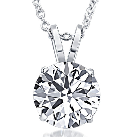 Certified 3.00Ct Diamond Pendant 14k White Gold Lab Grown Necklace (G-H,VS2-SI1)