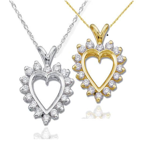 1/2Ct Diamond Heart Pendant 14K Gold