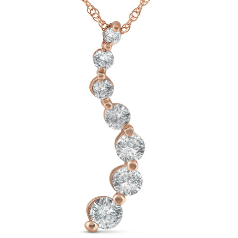 1 ct TDW Diamond Journey Pendant 14k Rose Gold