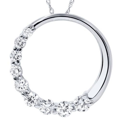 1ct Circle Journey Real Diamond Pendant White Gold