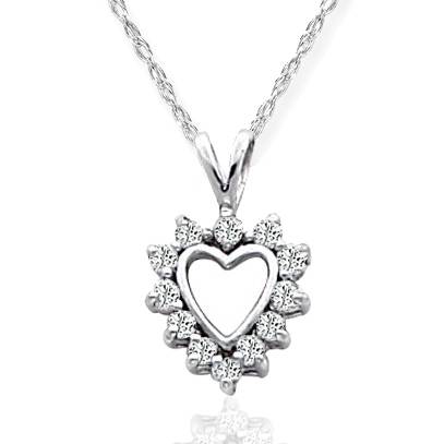 1/3ct Diamond Heart Pendant 14K White Gold