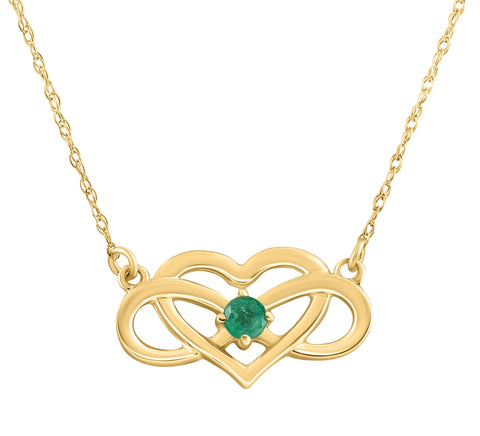 Emerald Gemstone Heart Pendant 10k Gold Women's 18" Necklace