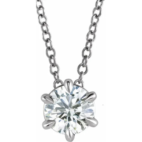 E/SI2 Platinum 1/2Ct Floating Solitaire Certified Grown Diamond Pendant Necklace