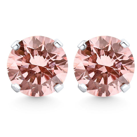 .33 - 1Ct Pink Diamond Studs 14k White or Yellow Gold Lab Grown