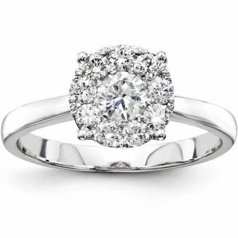 GSI 1/2 cttw Halo Cluster Diamond Engagement Illusion Ring 14k White Gold