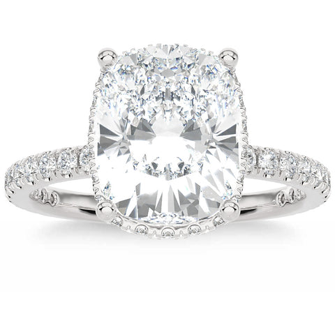 Certified 4.50Ct Cushion Diamond Engagement Ring Side Halo 14k Lab Grown (G/SI1)