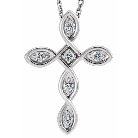 SI/G Diamond Cross Pendant 14k White Gold EX3 Lab Grown