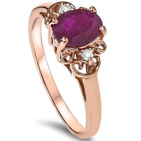 3/4ct Ruby & Diamond   Filigree Ring 14K Rose Gold