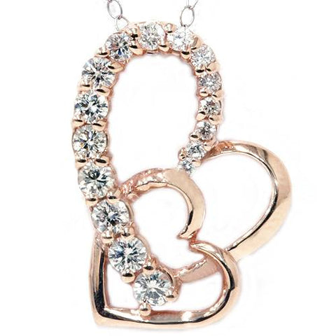 14K Rose Gold 1ct Diamond Journey Heart Pendant