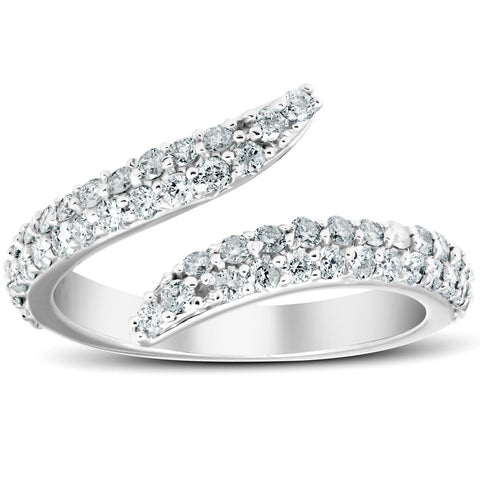 3/4 Ct Diamond Ring Women's Fashion Viper Cocktail Band 14k White Gold