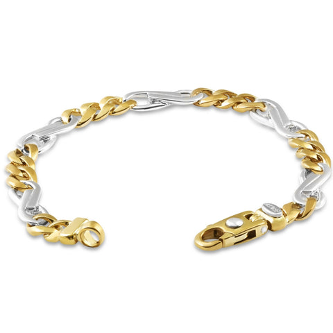 Men's Figaro 14k Gold (31gram) or Platinum (50gram) 8mm Link Bracelet 8.5"