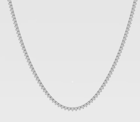 Custom Order 4Ct Natural Diamond Tennis Necklace 14k White Gold  16.5" 3-Prong