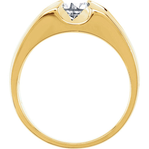 1/2ct Solitaire Diamond Mens Wedding Ring 14k Yellow Gold High Polished Round