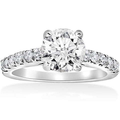 1 1/2 ct Diamond Solitaire With Accents Round Engagement Ring 14k White Gold