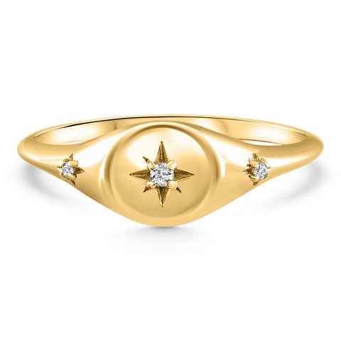 Diamond Starburst Stackable Ring 14k Yellow Gold