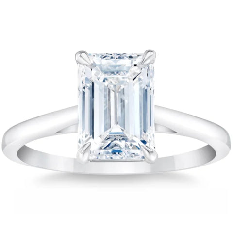 14k White Gold Emerald Cut Solitaire Lab Grown Diamond Engagement Ring GH/SI1