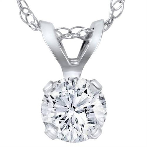 1/4ct Solitaire Round Diamond Pendant 14K White Gold