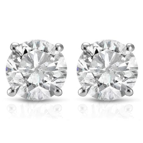 1/2Ct TW Round Natural Diamond Studs Women's Earrings 14K White Or Yellow Gold