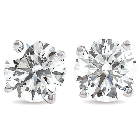 1 3/4Ct T.W. Round Cut Real Diamond Studs 14K White Gold