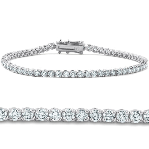 Certified 4 Carat (ctw) Real Diamond Tennis Bracelet 14K White Gold 7"