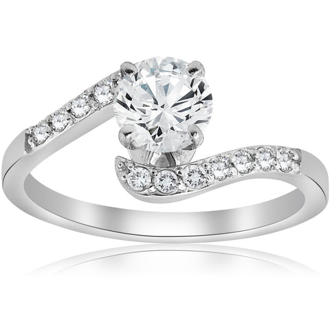 F/VS 1 Carat Diamond Engagement Ring 14k White Gold Lab Grown