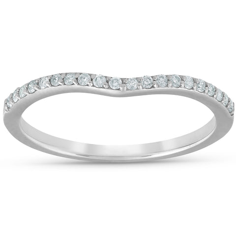 1/8cttw Diamond Curved Wedding Engagement Guard Enhancer Band 14k White Gold