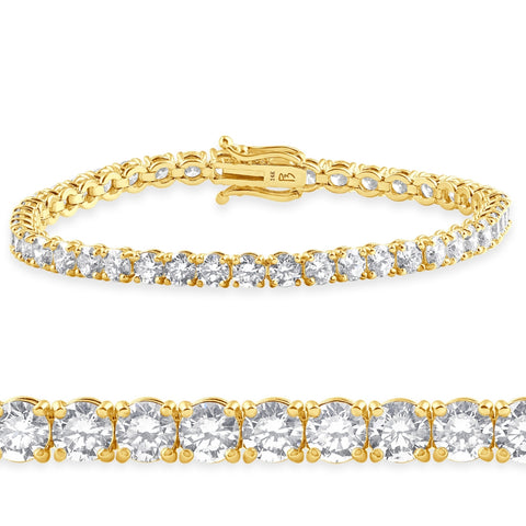 9 Ct Lab Grown Diamond Tennis Bracelet 14K Yellow Gold 7" Lab Grown