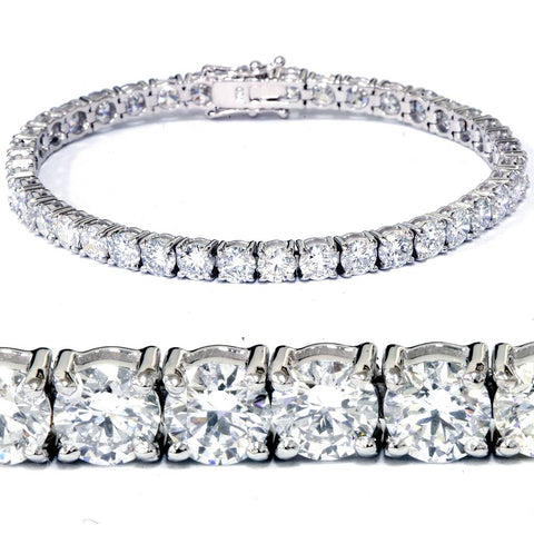 12 1/3Ct Round-Cut Diamond Tennis Bracelet 18k White Gold 7" Lab Grown