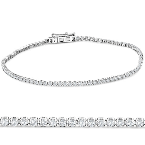 EF/VS 1.23Ct Diamond Lightweight 7" Tennis Bracelet 14k Gold Lab Grown