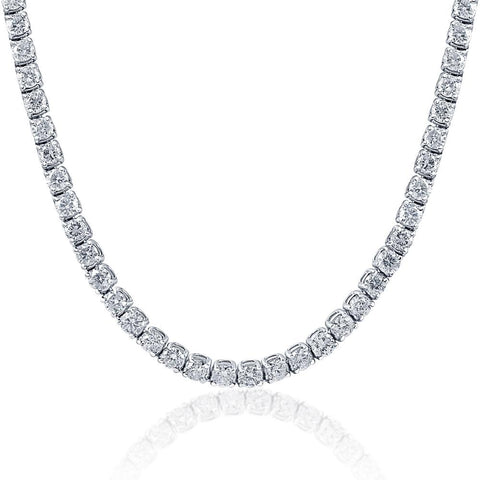 Huge 33 Ct Natural Diamond Tennis Necklace 14K White Gold 20"