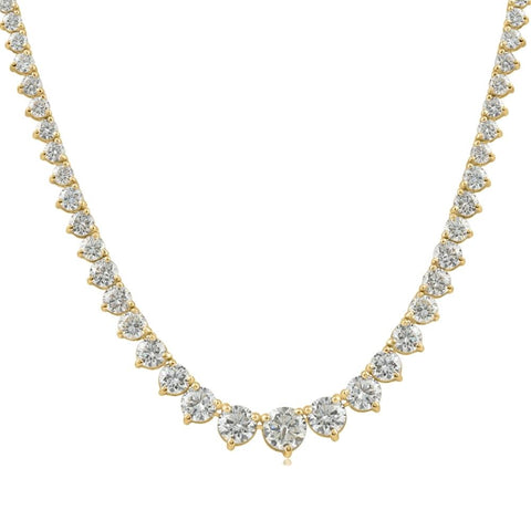 15.80Ct Certified Diamond Tennis Necklace 18k Yellow Gold Lab Grown (F-G,VS2-I1)