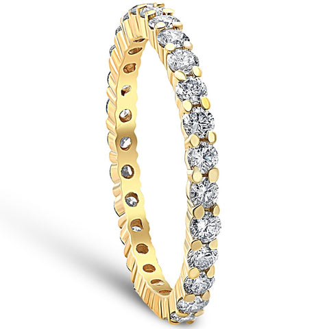 G/VS 1Ct Diamond Eternity Ring Stackable Wedding Band 18K Yellow Gold Lab Grown